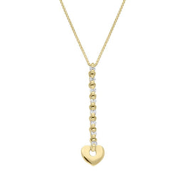 00027727 18ct Yellow Gold Diamond Heart Drop Necklace P520C