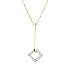 00027730 18ct Yellow Gold Diamond Square Drop Necklace P558CB 