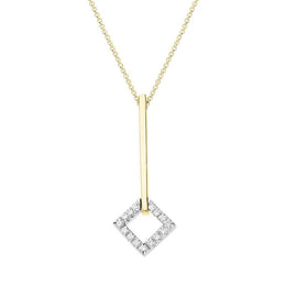 00027730 18ct Yellow Gold Diamond Square Drop Necklace P558CB 