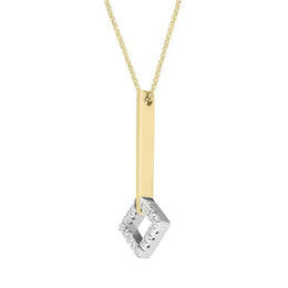 00027730 18ct Yellow Gold Diamond Square Drop Necklace P558CB 