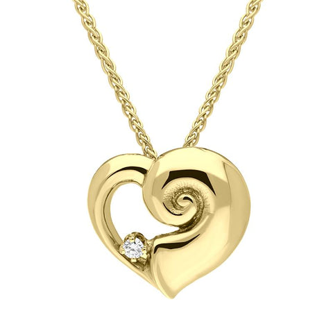 00027746 18ct Yellow Gold Diamond Heart Shell Necklace PE1720D