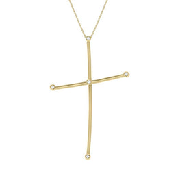 00027811 18ct Yellow Gold 0.09ct Diamond Cross Necklace P554CB0.0