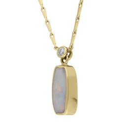 00028004 18ct Yellow Gold Opal Diamond Unique Necklace, UPOP342