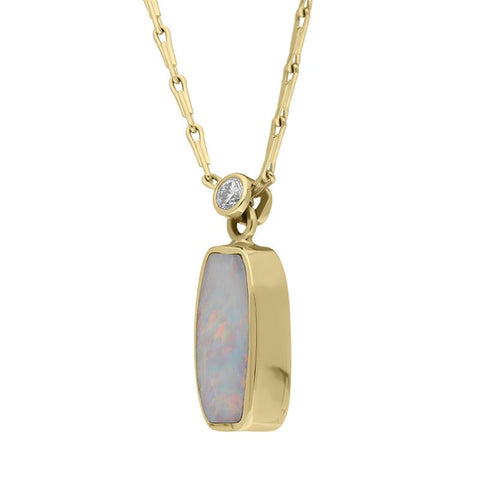 00028004 18ct Yellow Gold Opal Diamond Unique Necklace, UPOP342