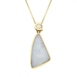 00028063 18ct Yellow Gold Opal 0.10ct Diamond Bail Unique Necklace UPOP503