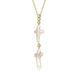 00029578 18ct Yellow Gold Pink Mother of Pearl 0.07ct Diamond Unique Cross Necklace, UNQPMOPCRT