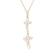 00029578 18ct Yellow Gold Pink Mother of Pearl 0.07ct Diamond Unique Cross Necklace, UNQPMOPCRT