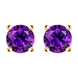 00102474 18ct Yellow Gold 1ct Amethyst Round Stud Earrings, FEU-218