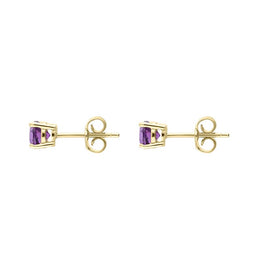 00102474 18ct Yellow Gold 1ct Amethyst Round Stud Earrings, FEU-218