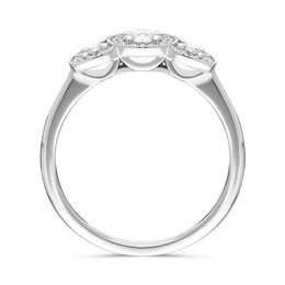 00144984 18ct White Gold 0.45ct Diamond Trilogy Halo Ring, FEU-1389