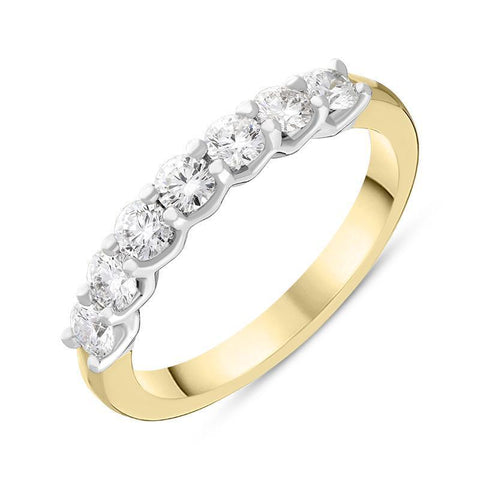 00186158 18ct Yellow Gold 0.74ct Diamond Brilliant Cut Half Eternity Ring, FEU-1414P18Y