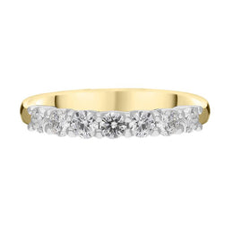 00186158 18ct Yellow Gold 0.74ct Diamond Brilliant Cut Half Eternity Ring, FEU-1414P18Y