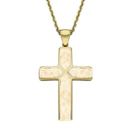 14ct Yellow Gold Coquina Four Stone Cross Necklace, P1866 