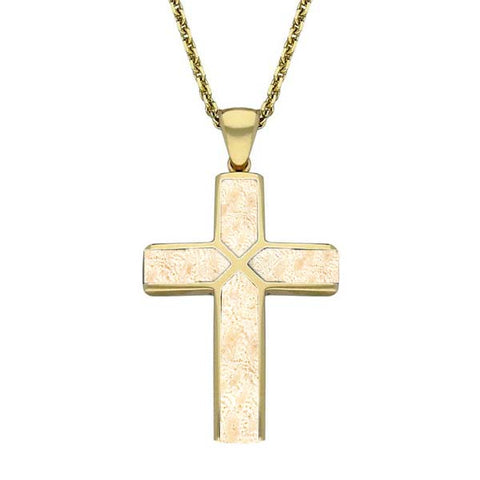 14ct Yellow Gold Coquina Four Stone Cross Necklace, P1866 