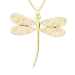 14ct Yellow Gold Coquina Four Stone Large Dragonfly Necklace, P460 