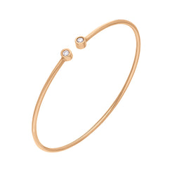 18ct Rose Gold 0.10ct Diamond Two Stone Cuff Bangle BLC-019