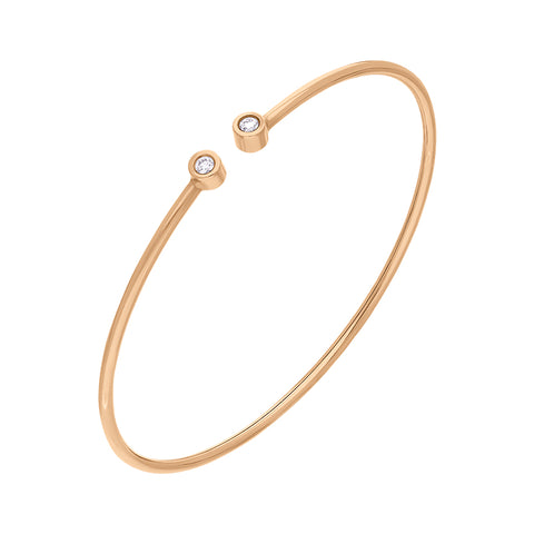 18ct Rose Gold 0.10ct Diamond Two Stone Cuff Bangle BLC-019