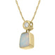 18ct Yellow Gold Opal 0.10ct Diamond Square Cut Unique Necklace, UPOP445.