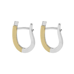 18ct White and Yellow Gold 0.13ct Diamond Hoop Earrings