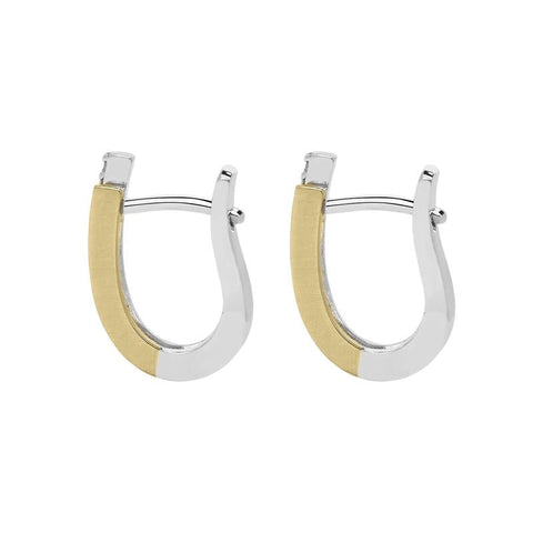 18ct White and Yellow Gold 0.13ct Diamond Hoop Earrings