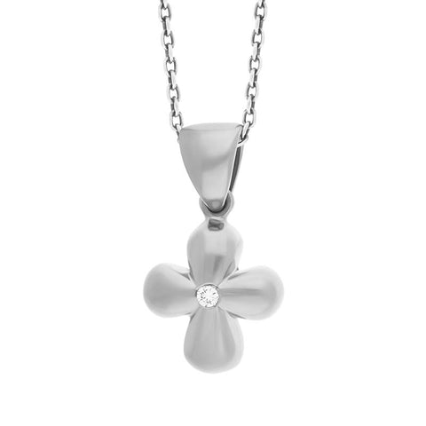 18ct White Gold Diamond Cross Pendant D