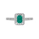 18ct White Gold Emerald Diamond Emerald Cut Halo Ring