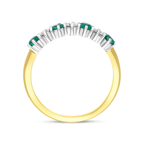 18ct Yellow Gold 0.34ct Emerald Diamond Half Eternity Ring