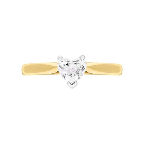 18ct Yellow Gold 0.42ct Diamond Heart Cut Solitaire Ring