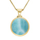 18ct Yellow Gold Coquina Larimar Double Sided Round Dinky Fob Necklace