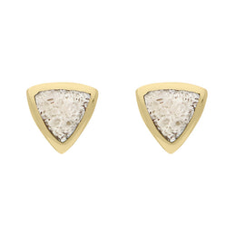 18ct Yellow Gold Coquina Small Curved Triangle Stud Earrings, E061