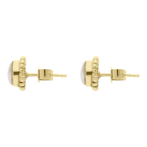 18ct Yellow Gold Coquina Oval Bobble Edge Stud Earrings