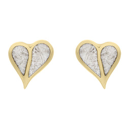 18ct Yellow Gold Coquina Split Heart Stud Earrings, E1419