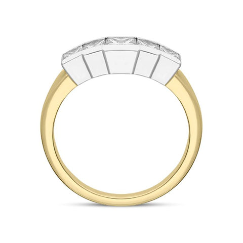 18ct Yellow Gold Diamond Princess Cut Half Eternity Ring