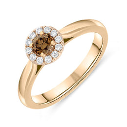 18ct Rose Gold Brilliant Cut 0.22ct Brown Diamond Round Ring BLC-203