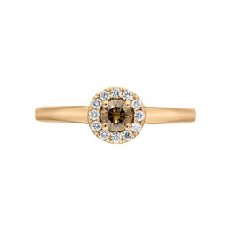 18ct Rose Gold Brilliant Cut 0.22ct Brown Diamond Round Ring BLC-203