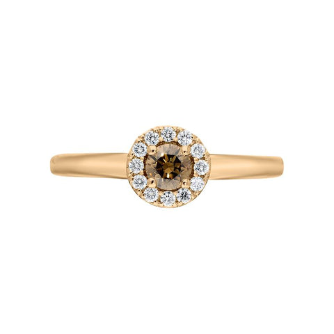 18ct Rose Gold Brilliant Cut 0.22ct Brown Diamond Round Ring BLC-203