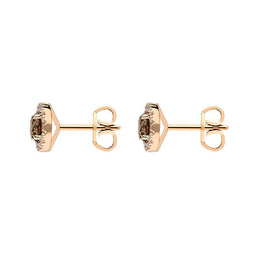 18ct Rose Gold Brown and White Diamond Two Piece Gift Set, BLC-251 earrings side