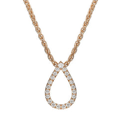 18ct Rose Gold Diamond Pave Set Pear Necklace BLC-127