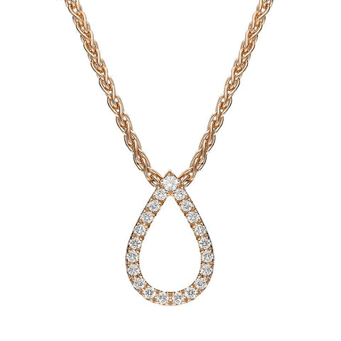 18ct Rose Gold Diamond Pave Set Pear Necklace BLC-127