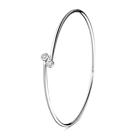 18ct White Gold 0.10ct Diamond Tube Set Crossover Bangle BLC-211