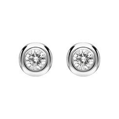 18ct White Gold 0.14ct Diamond Tube Set Round Stud Earrings BLC-243