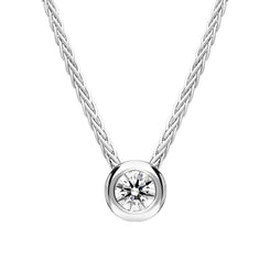 18ct White Gold 0.15ct Diamond Round Tube Set Pendant BLC-242