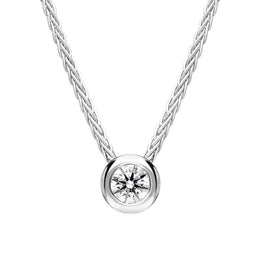 18ct White Gold 0.15ct Diamond Round Tube Set Pendant BLC-242