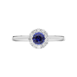 18ct White Gold 0.17ct Sapphire 0.47ct Diamond Halo Ring FEU-2278