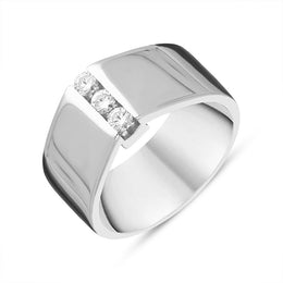 18ct White Gold 0.20ct Diamond Wide Pointed Band Ring R198