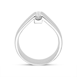 18ct White Gold 0.20ct Diamond Wide Pointed Band Ring R198