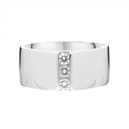 18ct White Gold 0.20ct Diamond Wide Pointed Band Ring R198