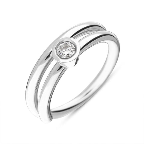 18ct White Gold 0.21ct Diamond Tube Set Ring BLC-210