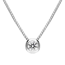 18ct White Gold 0.23ct Diamond Round Tube Set Pendant BLC-209