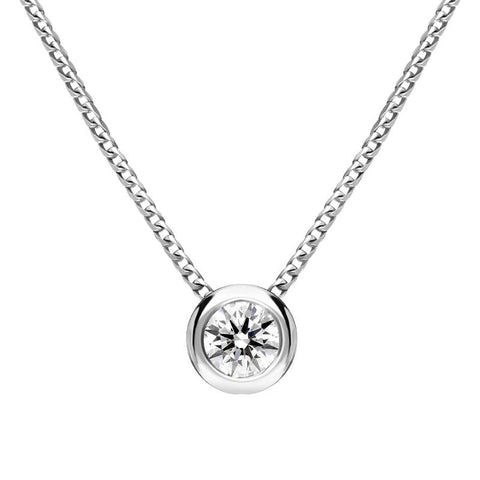 18ct White Gold 0.23ct Diamond Round Tube Set Pendant BLC-209